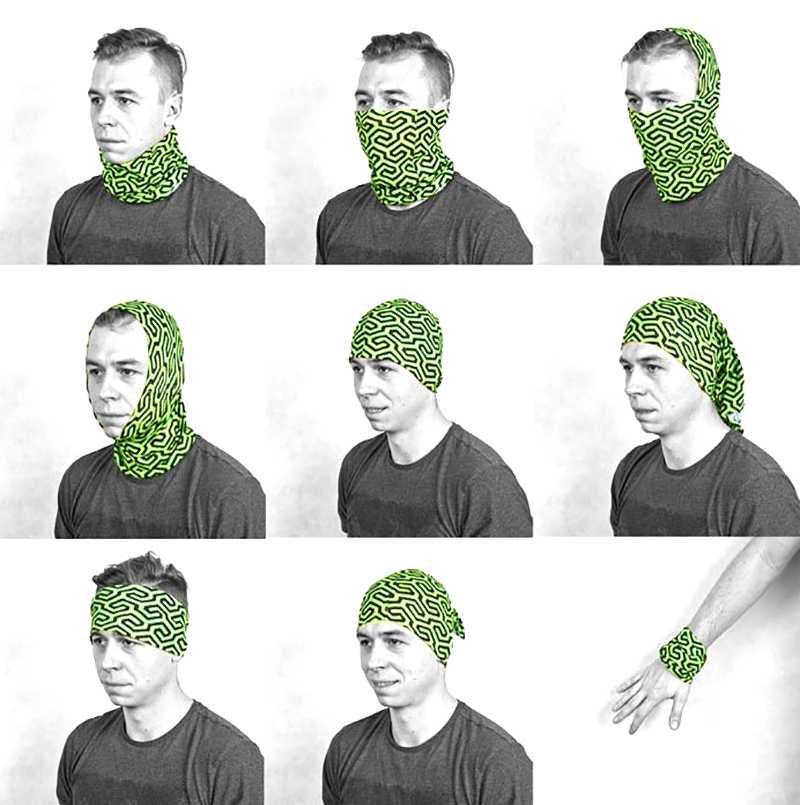 Multifunkční nákrčník KAYMAQ - zelená / citronová