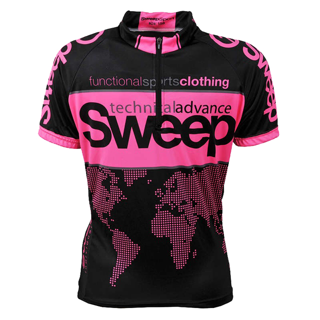 Dětský cyklistický dres D014 - černá / růžová