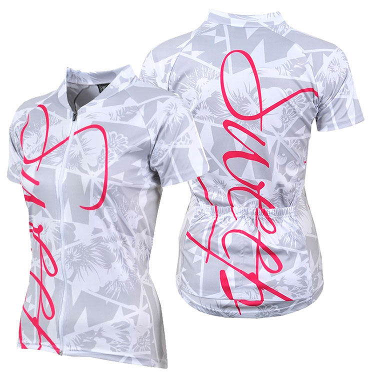 Cyklistický dres CLASIC CYKLO D050 - bílá / šedá / růžová