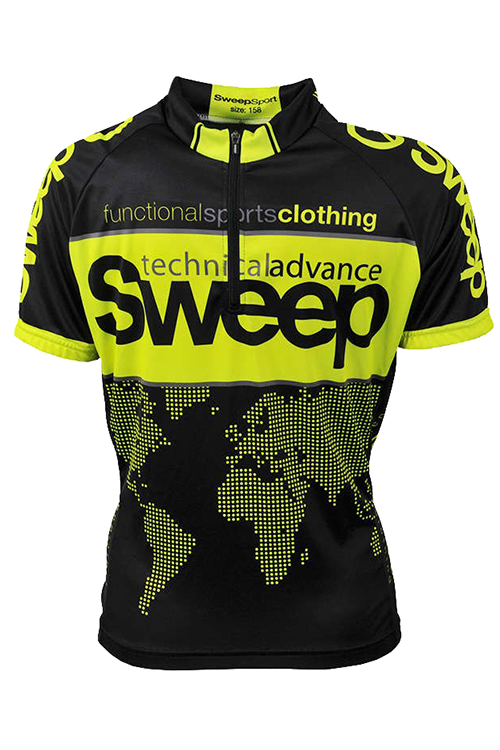 Dětský cyklistický dres D014 - černá / citronová