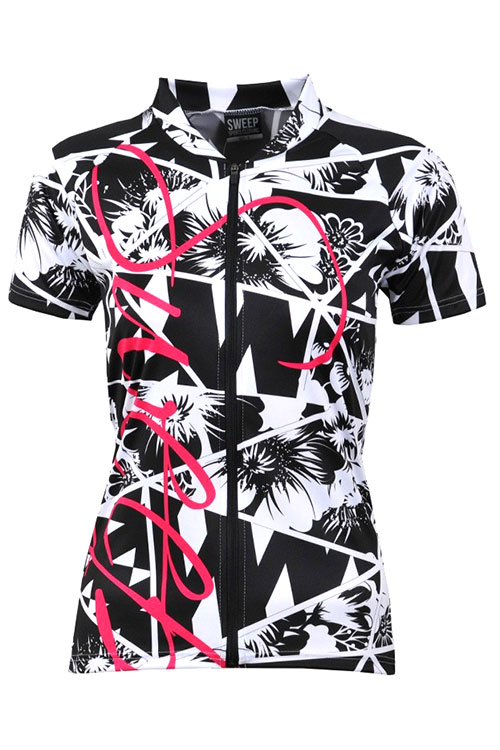 Cyklistický dres CLASIC CYKLO D050 - bílá / černá / růžová
