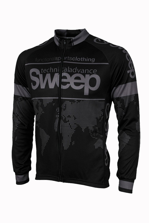 Cyklistický dres s dlouhým rukávem CLASIC CYKLO D015 - černá / šedá
