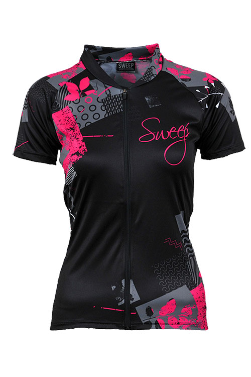 Cyklistický dres CLASIC CYKLO D058 - černá / růžová