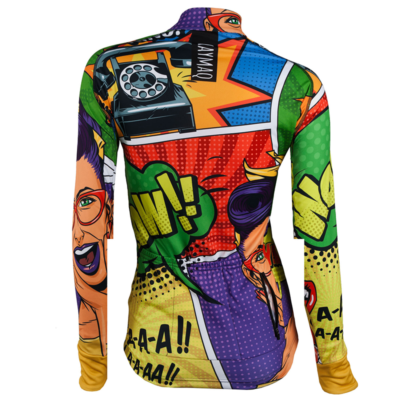 Cyklistický dres dlouhý rukáv KAYMAQ W26 - komiks multicolor