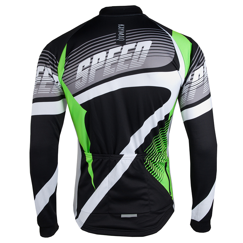 Pánský cyklistický dres dlouhý rukáv KAYMAQ M27 SPEED - černá / zelená