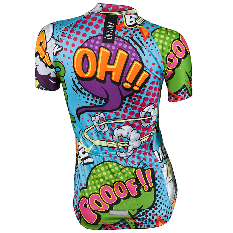 KAYMAQ W27 cyklistický dres krátký rukáv komiks modrý