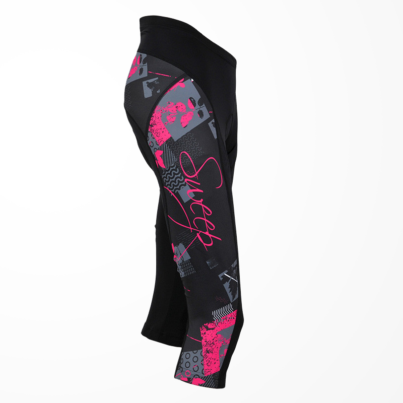 Cyklistické 3/4 kraťasy CYKLO K033 - šedá / růžová