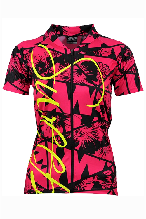 Cyklistický dres CLASIC CYKLO D050 - růžová / citronová