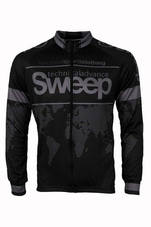 Cyklistický dres s dlouhým rukávem CLASIC CYKLO D015 - černá / šedá
