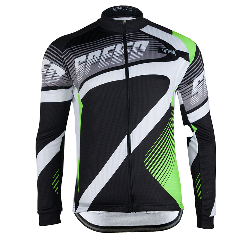 Pánský cyklistický dres dlouhý rukáv KAYMAQ M27 SPEED - černá / zelená