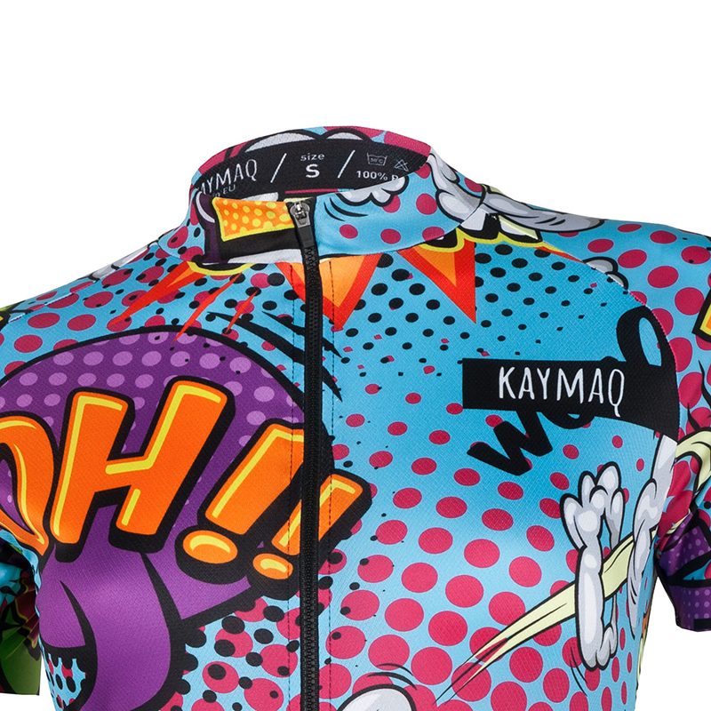 KAYMAQ W27 cyklistický dres krátký rukáv komiks modrý
