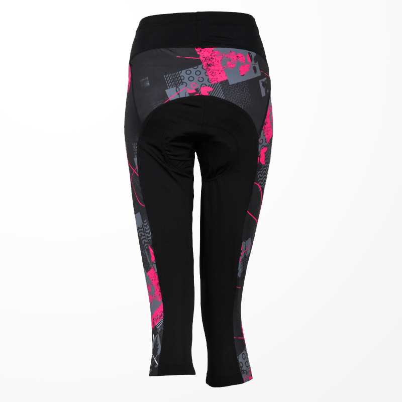 Cyklistické 3/4 kraťasy CYKLO K033 - šedá / růžová