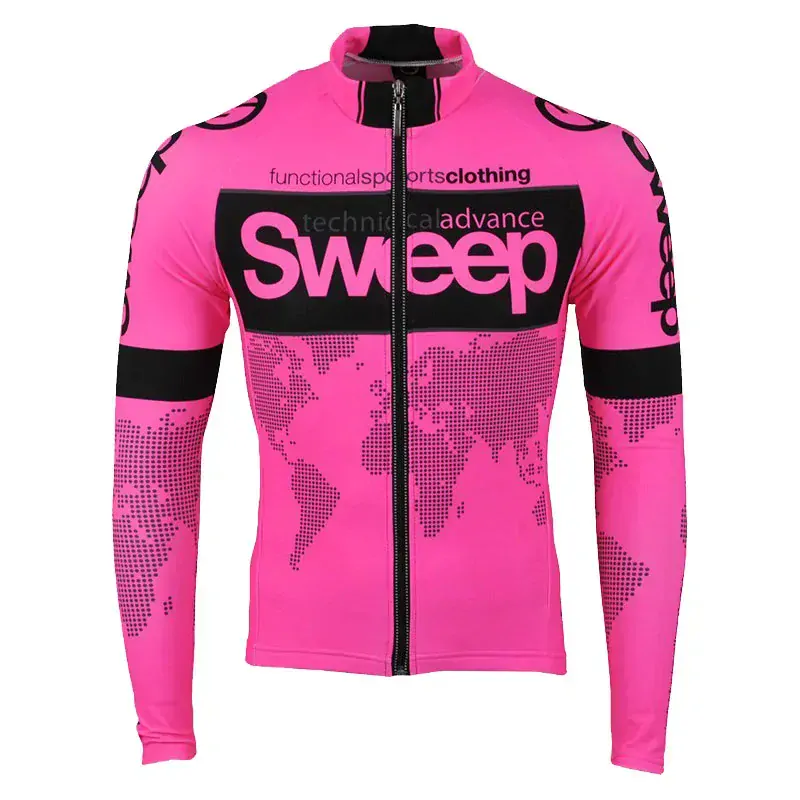 Cyklistický dres s dlouhým rukávem ELITE CYKLO D017 - růžová / černá