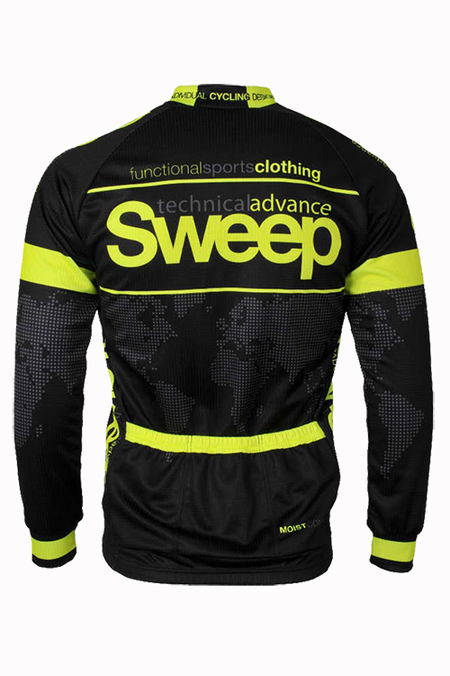 Cyklistický dres s dlouhým rukávem CLASIC CYKLO D015 - černá / citronová