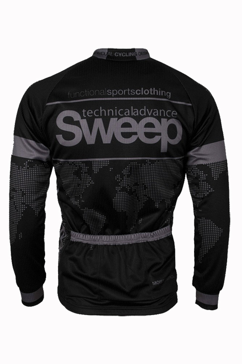 Cyklistický dres s dlouhým rukávem CLASIC CYKLO D015 - černá / šedá