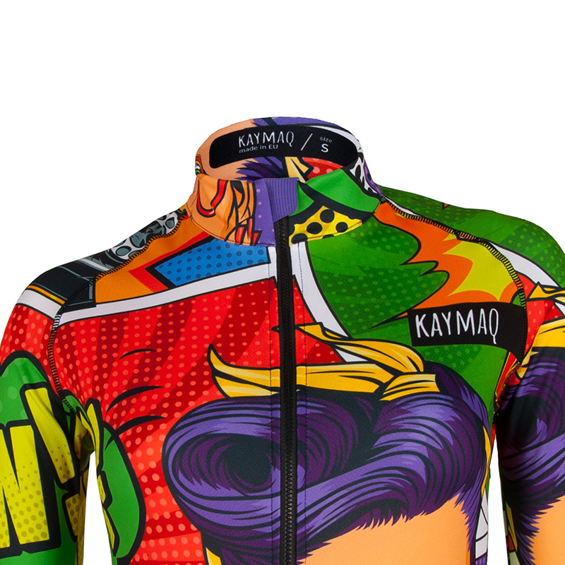 Cyklistický dres dlouhý rukáv KAYMAQ W26 - komiks multicolor