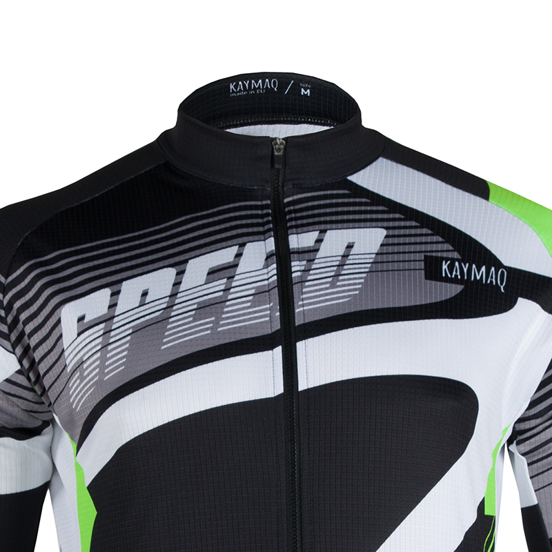 Pánský cyklistický dres dlouhý rukáv KAYMAQ M27 SPEED - černá / zelená