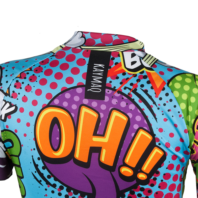 KAYMAQ W27 cyklistický dres krátký rukáv komiks modrý