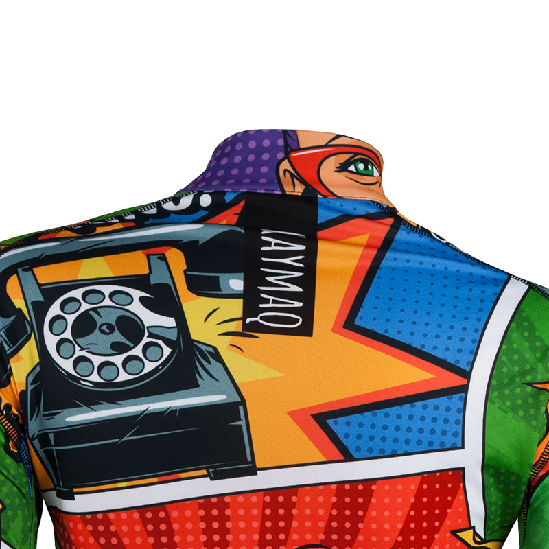 Cyklistický dres dlouhý rukáv KAYMAQ W26 - komiks multicolor