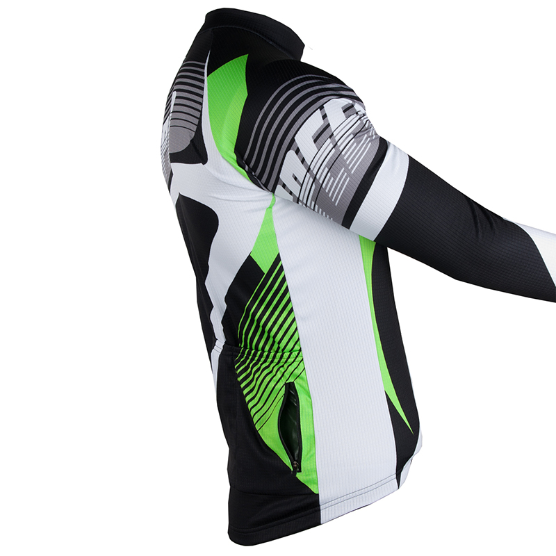 Pánský cyklistický dres dlouhý rukáv KAYMAQ M27 SPEED - černá / zelená