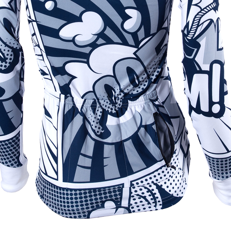 Cyklistický dres dlouhý rukáv KAYMAQ W24 - komiks bílý