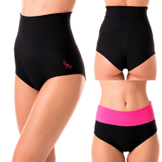 Dámské vysoké kalhotky BETTY - černá / růžová