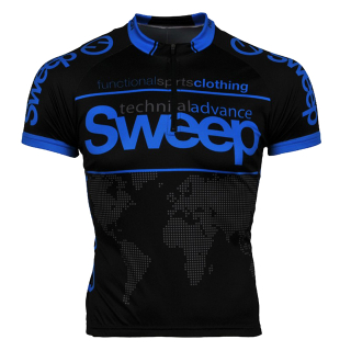 Dětský cyklistický dres D014 - černá / modrá