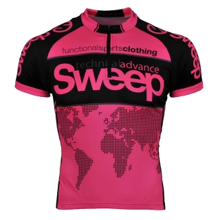 Dětský cyklistický dres D014 - růžová / černá