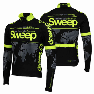 Cyklistický dres s dlouhým rukávem ELITE CYKLO D017 - černá / citronová