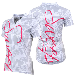 Cyklistický dres CLASIC CYKLO D050 - bílá / šedá / růžová