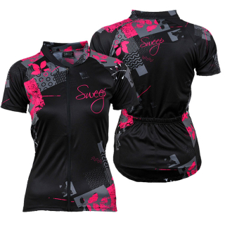 Cyklistický dres CLASIC CYKLO D058 - černá / růžová