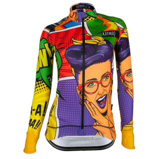 Cyklistický dres dlouhý rukáv KAYMAQ W26 - komiks multicolor
