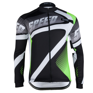 Pánský cyklistický dres dlouhý rukáv KAYMAQ M27 SPEED - černá / zelená