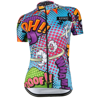 KAYMAQ W27 cyklistický dres krátký rukáv komiks modrý